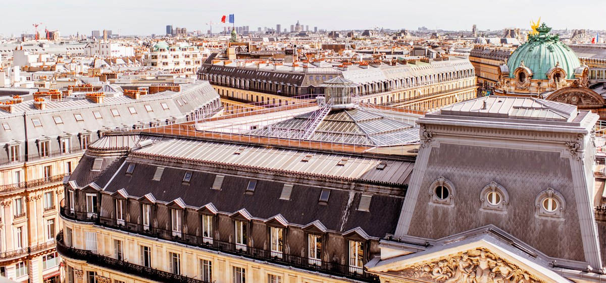 Paris rooftops at first light