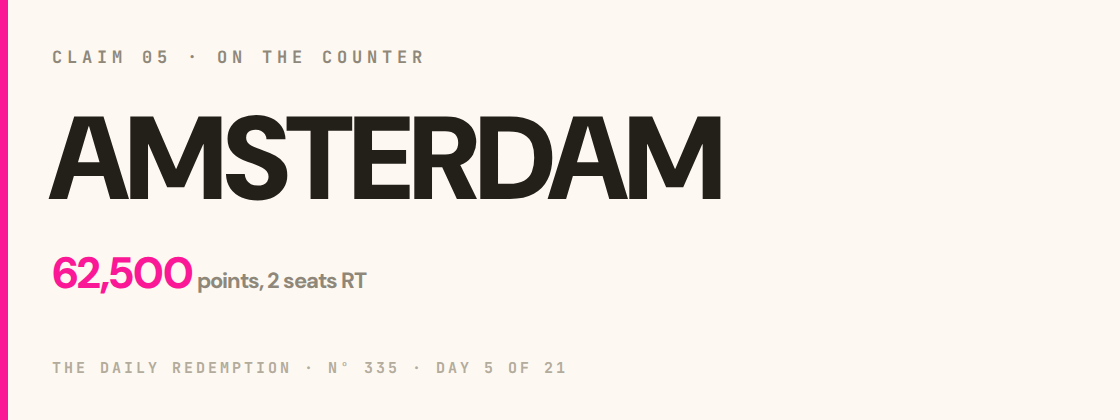 Claim 5: AMSTERDAM on the counter