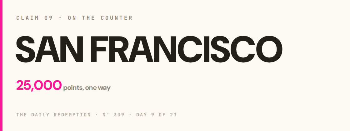 Claim 9: SAN FRANCISCO on the counter
