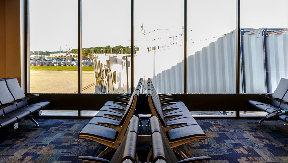 Empty seats in a departure area