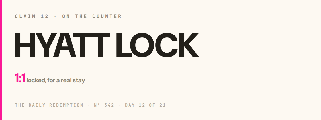 Claim 12: HYATT LOCK on the counter