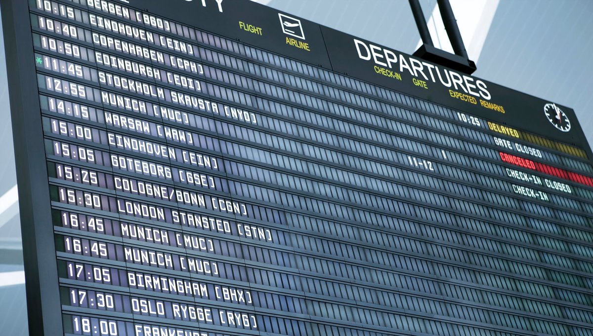 A departure board mid-flip