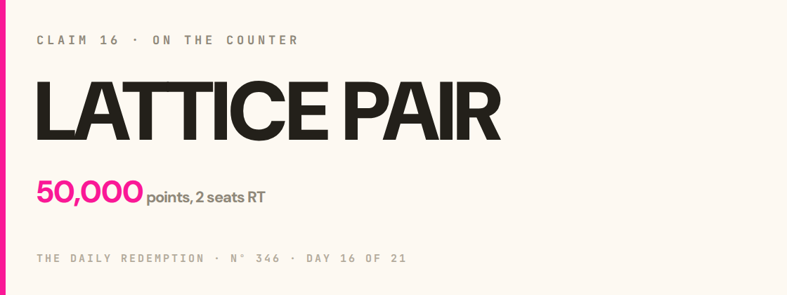 Claim 16: LATTICE PAIR on the counter