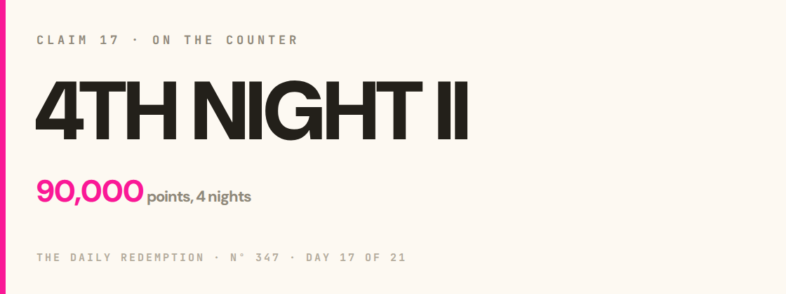 Claim 17: 4TH NIGHT II on the counter