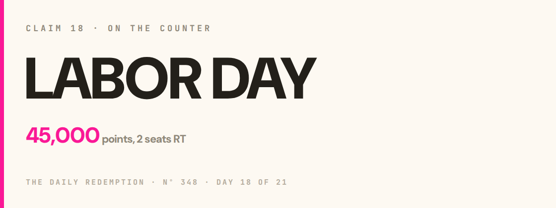 Claim 18: LABOR DAY on the counter