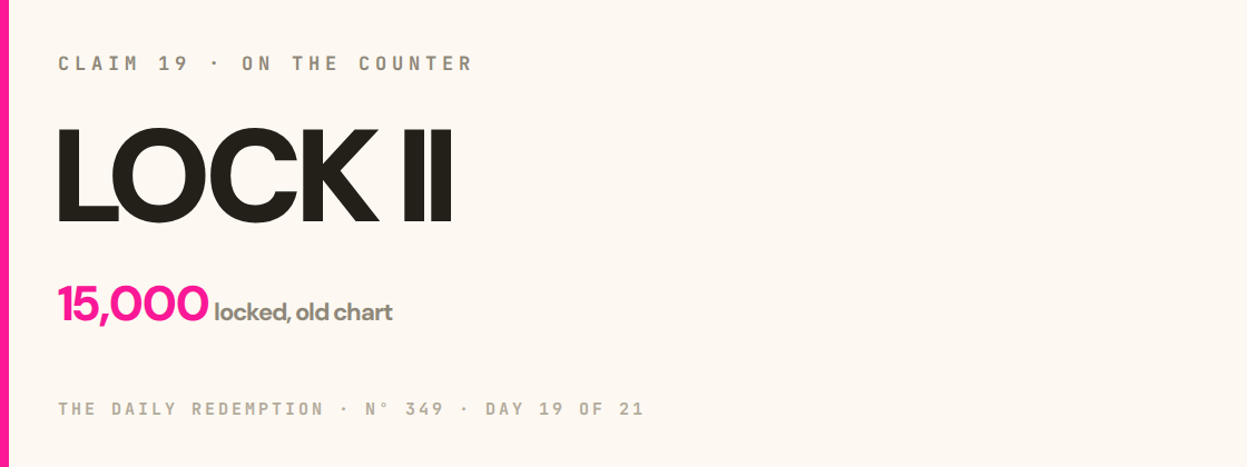 Claim 19: LOCK II on the counter