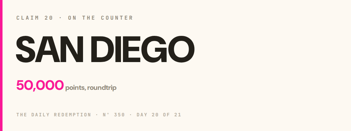 Claim 20: SAN DIEGO on the counter
